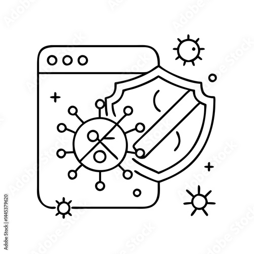 antivirus icon, antivirus line art - simple line art of antivirus, perfect for antivirus logos and icons