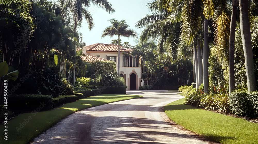Fototapeta premium Expensive home with trees and gar