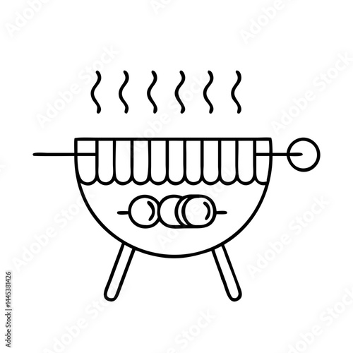 barbecue grill icon, barbecue grill line art - simple line art of barbecue grill, perfect for barbecue grill logos and icons