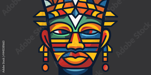 Colorful face of African American man, vector illustration