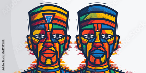 Tribal mask. Vector illustration in flat style. Ethnic totem