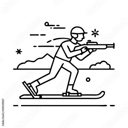 biathlon icon, biathlon line art - simple line art of biathlon, perfect for biathlon logos and icons