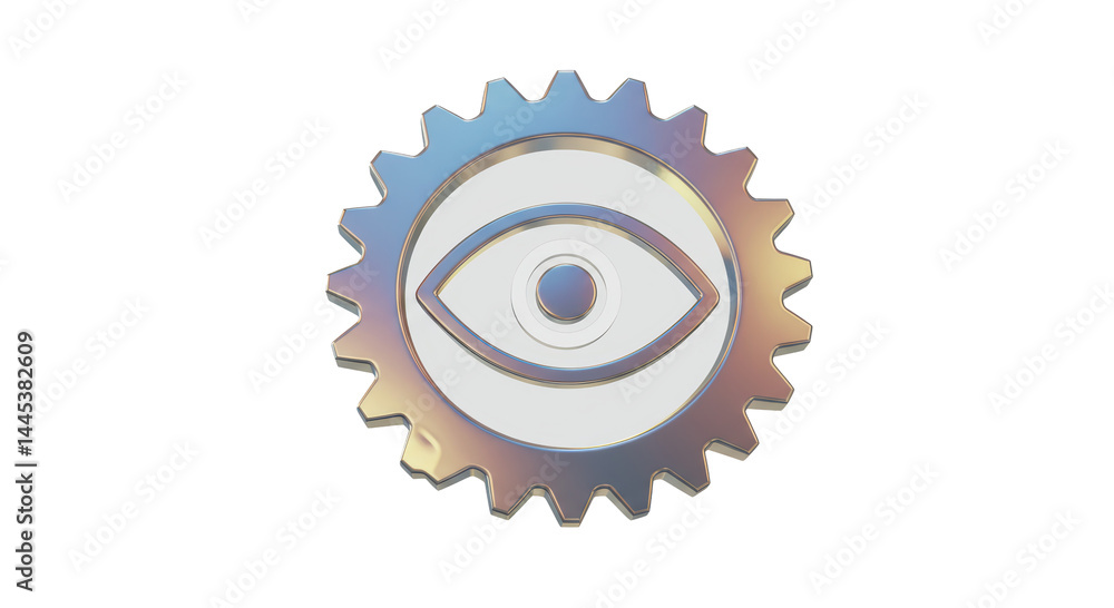 Isolated Pearlescent Gear Wheel Eye Symbol Design Isolated Pearlescent Gear Wheel Eye Symbol Design