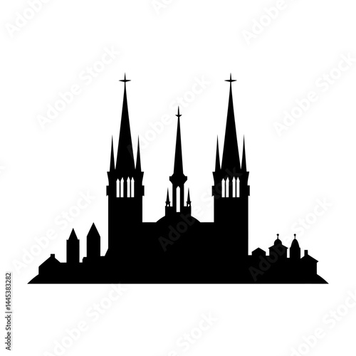 Gothic Cathedral Silhouette Clipart