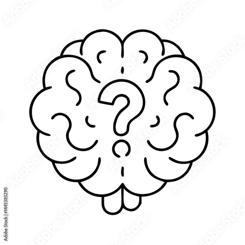 brain with question mark icon, brain with question mark line art - simple line art of brain with question mark, perfect for brain with question mark logos and icons