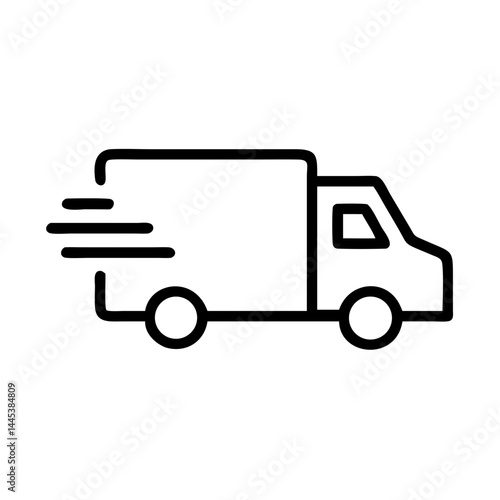 Delivery truck icon in motion representing fast shipping  