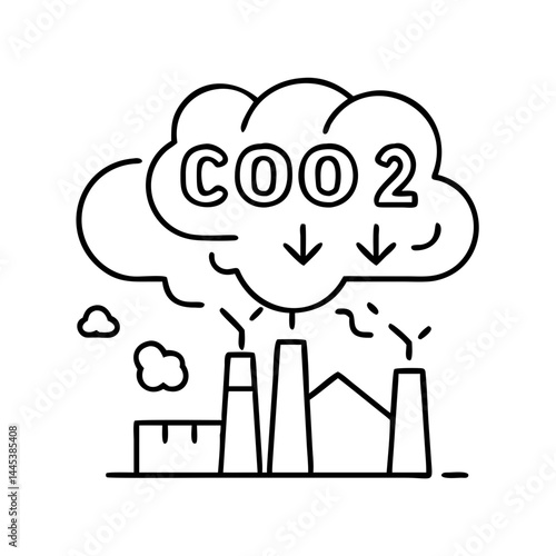 carbon emissions icon, carbon emissions line art - simple line art of carbon emissions, perfect for carbon emissions logos and icons