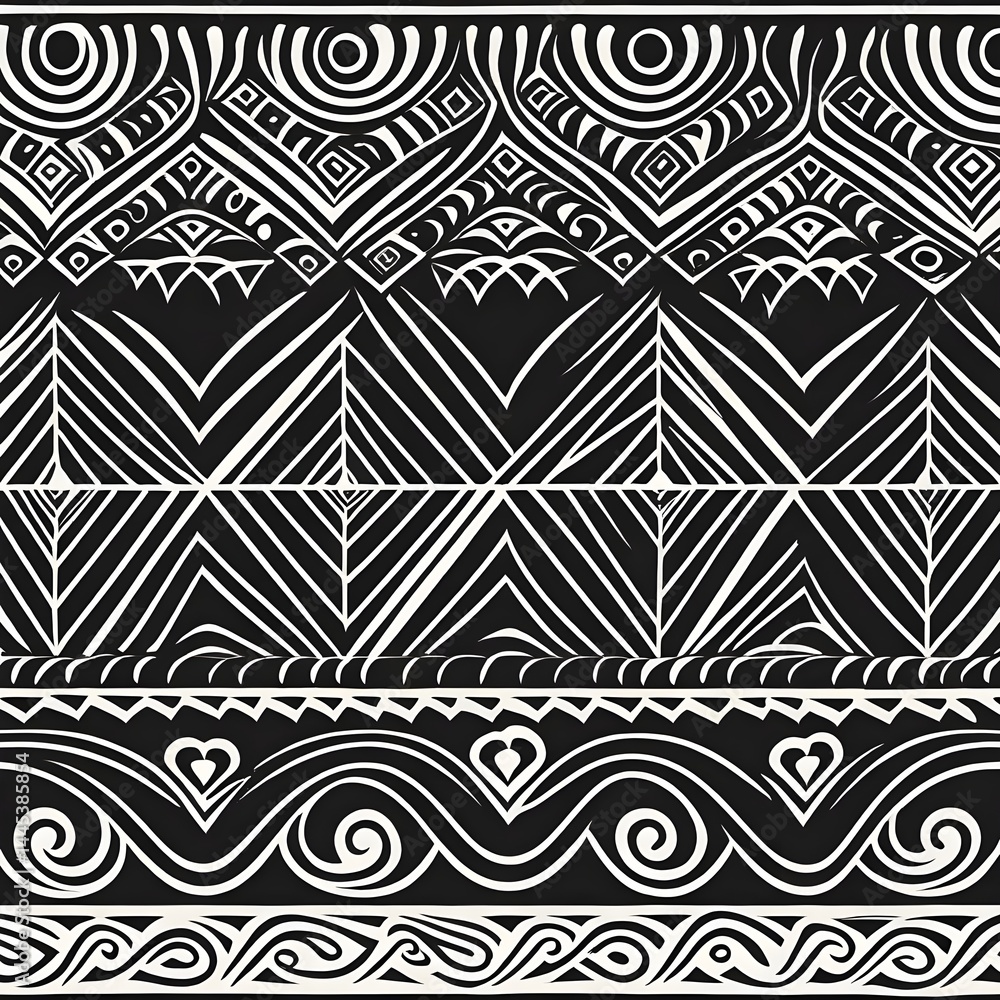 Geometric Black and White Tribal Pattern Geometric Black and White Tribal Pattern