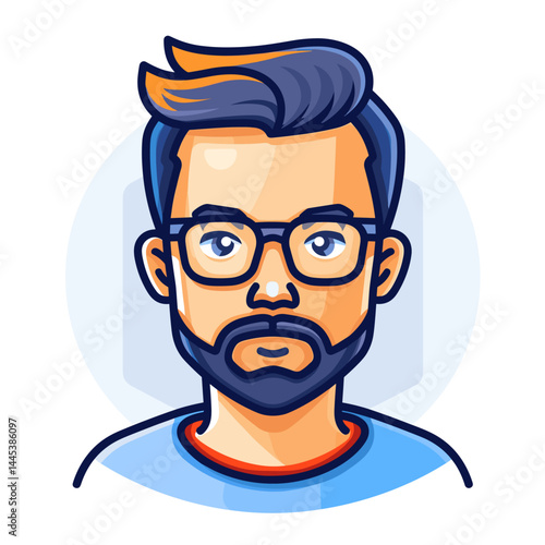 Hipster man with beard and glasses. Vector illustration in cartoon style