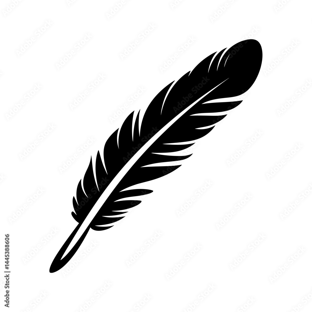 Obraz premium Feather Pen Outline Vector Art