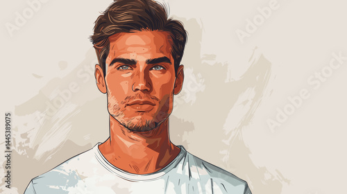 Portrait of a handsome young man. Vector illustration in retro style.