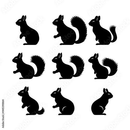 Squirrel Silhouette Clipart Set