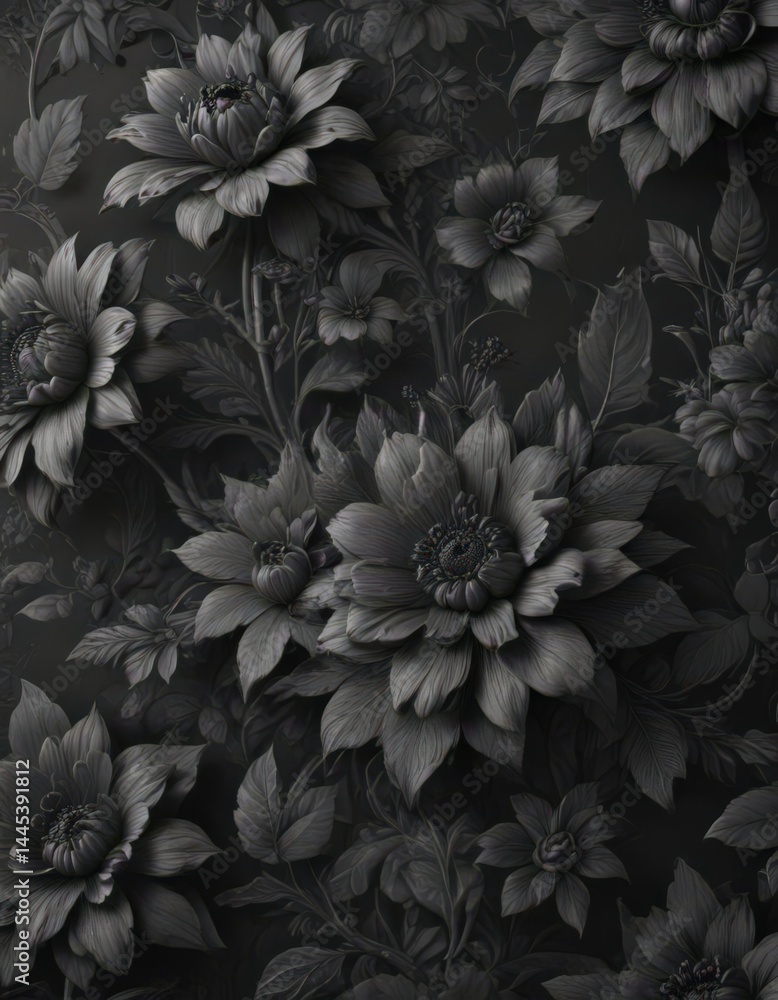 Intricate charcoal floral wallpaper, elegant & textured , rich, backgrounds, charcoal Intricate charcoal floral wallpaper, elegant & textured , rich, backgrounds, charcoal