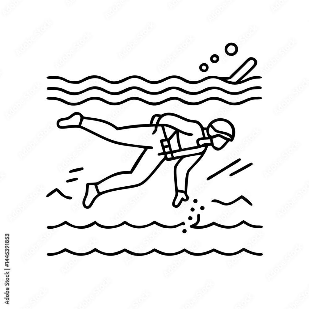 diving icon, diving line art - simple line art of diving, perfect for diving logos and icons diving icon, diving line art - simple line art of diving, perfect for diving logos and icons