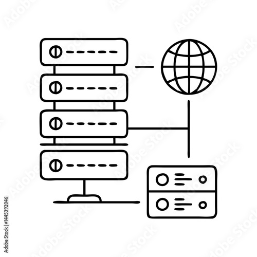 dns server icon, dns server line art - simple line art of dns server, perfect for dns server logos and icons