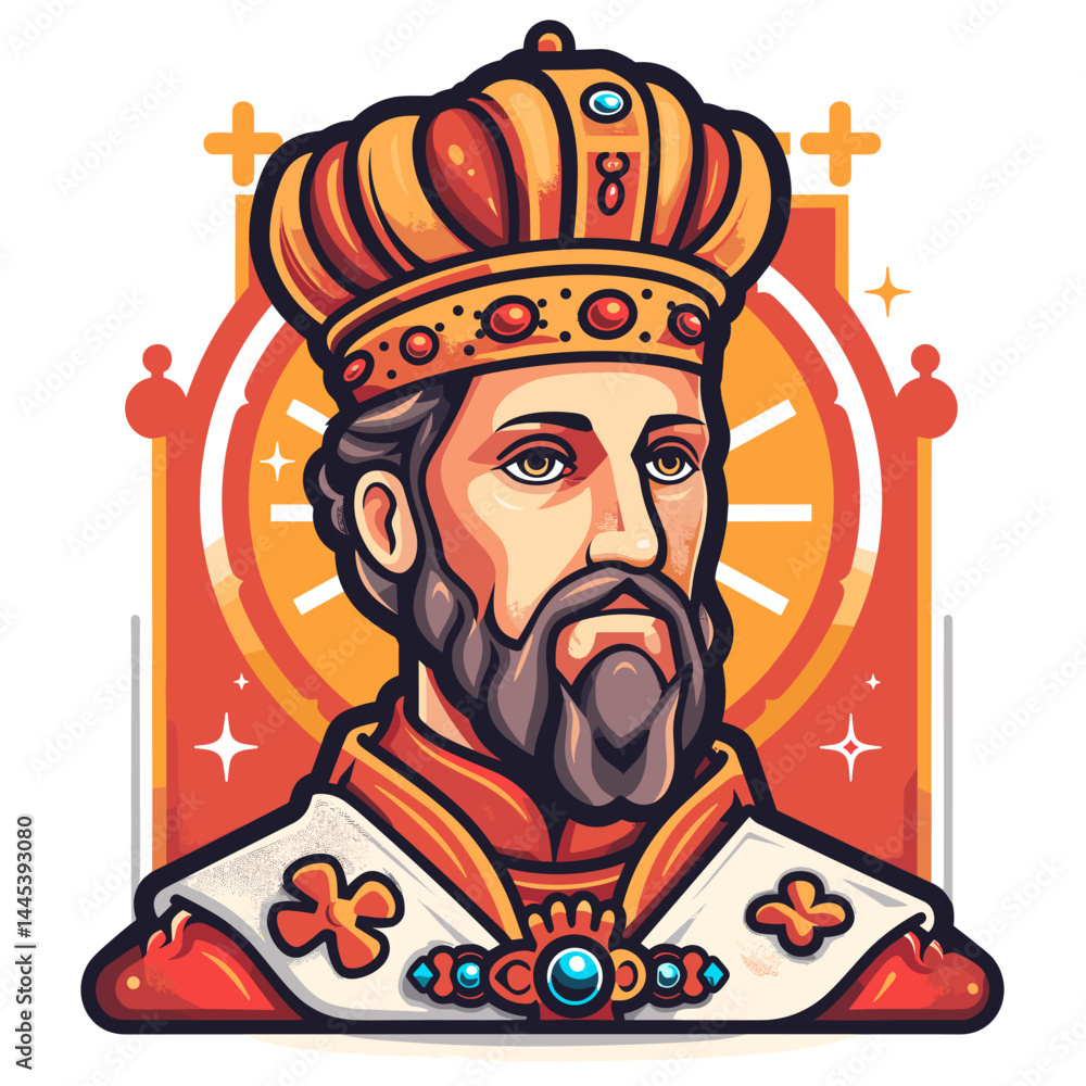 Portrait of the King in a crown. Vector illustration