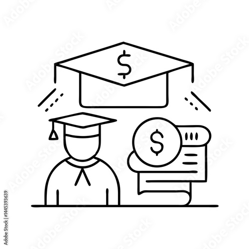 education loan icon, education loan line art - simple line art of education loan, perfect for education loan logos and icons