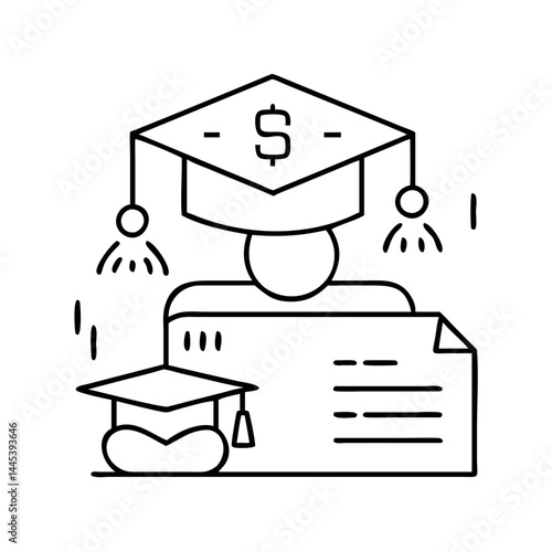 education loan icon, education loan line art - simple line art of education loan, perfect for education loan logos and icons