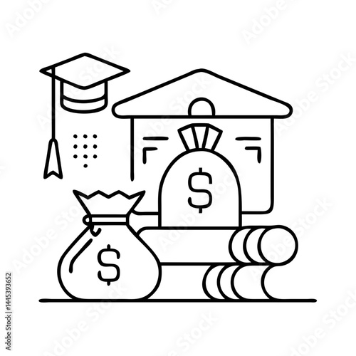 education loan icon, education loan line art - simple line art of education loan, perfect for education loan logos and icons