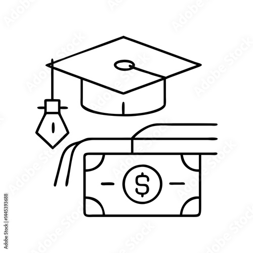 education loan icon, education loan line art - simple line art of education loan, perfect for education loan logos and icons