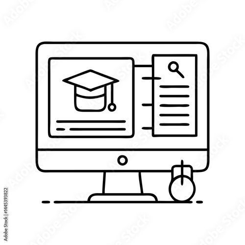 e learning icon, e learning line art - simple line art of e learning, perfect for e learning logos and icons