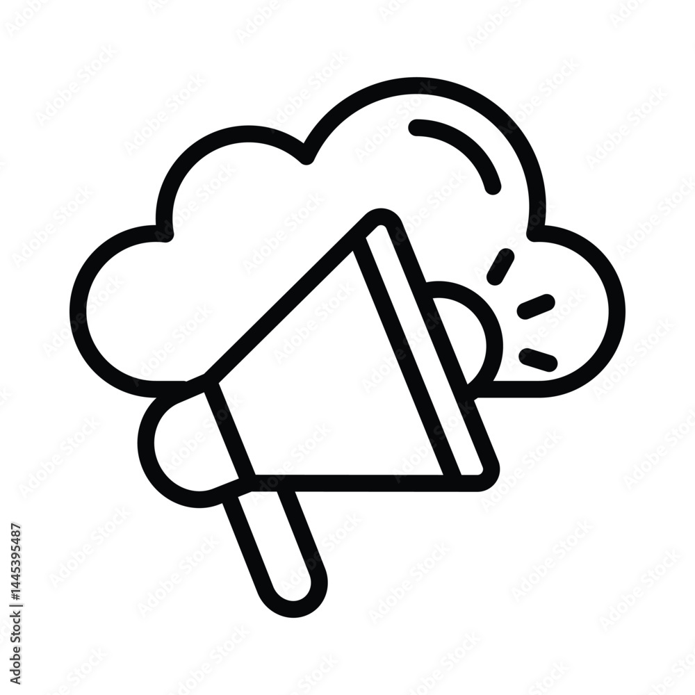 Cloud Advertisement Vector outline icon. Eps10 file Cloud Advertisement Vector outline icon. Eps10 file