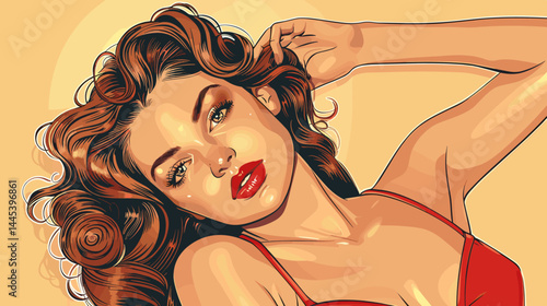 Beautiful sexy woman pin-up girl in retro style. Vector illustration.