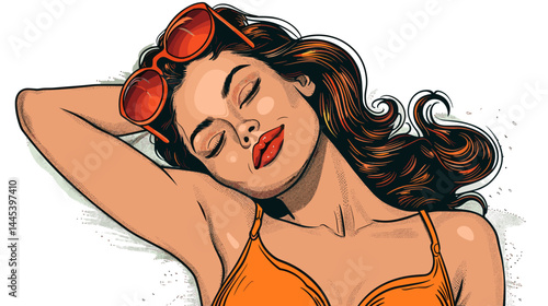 Beautiful sexy woman pin-up girl in retro style. Vector illustration.