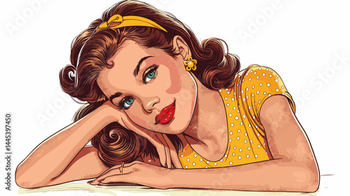Beautiful sexy woman pin-up girl in retro style. Vector illustration.