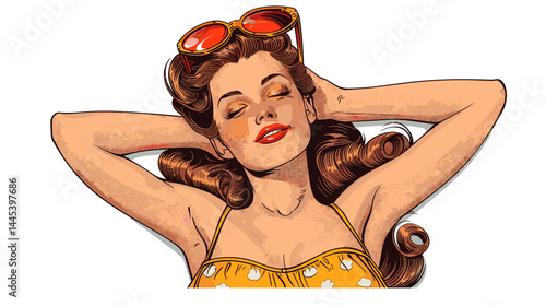 Beautiful sexy woman pin-up girl in retro style. Vector illustration.
