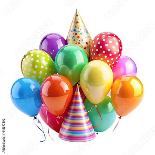 Colorful Balloons and Party Hats: Perfect for Birthday Celebrations