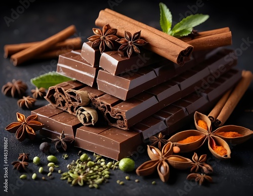 Gourmet Dark Chocolate with Spices and Cinnamon