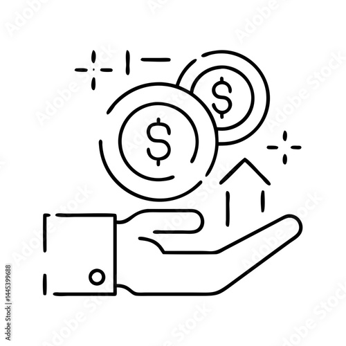 financial assistance icon, financial assistance line art - simple line art of financial assistance, perfect for financial assistance logos and icons