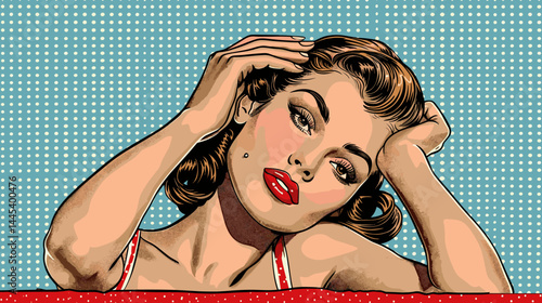 Beautiful woman in retro style. Pop art retro vector illustration.