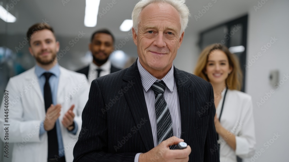 Professional Businessman Leading a Team in a Modern Office Setting with Diverse Colleagues Professional Businessman Leading a Team in a Modern Office Setting with Diverse Colleagues