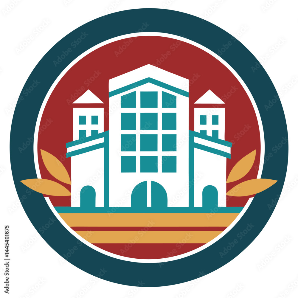 Obraz premium Modern Architecture Logo Real Estate, University, or Government Building Icon.