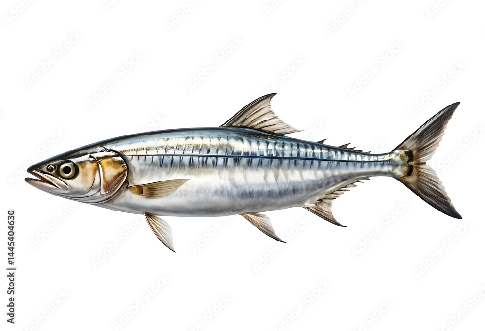 Striped Jack Fish Isolated on White Background Striped Jack Fish Isolated on White Background