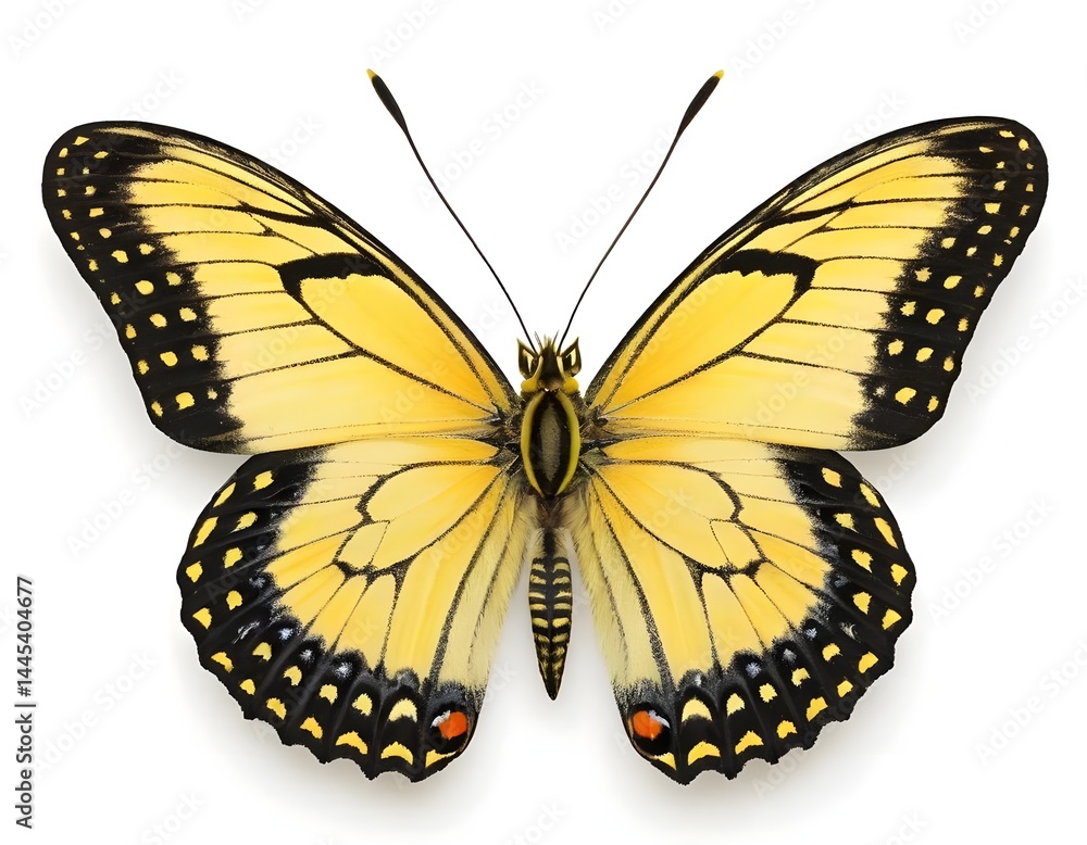 Fototapeta premium Yellow Butterfly Isolated on White Background