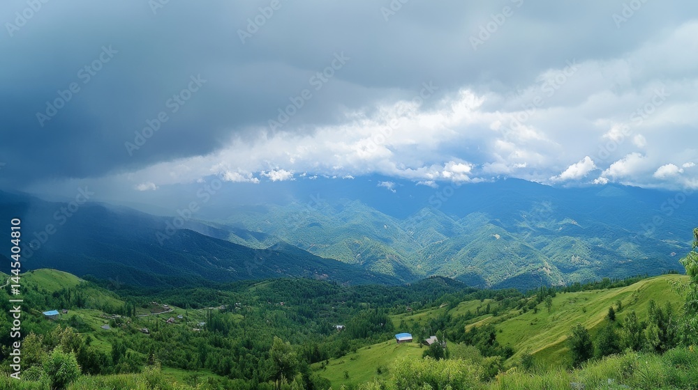 Naklejka premium Georgia's Caucasus: Summer day, rapid weather.