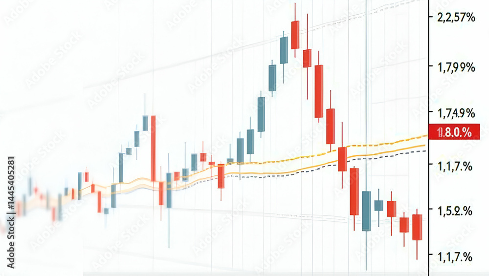 Bearish Market Sentiment: Downtrend Chart with Candlestick Illustration and Economic Slowdown Caption - Stock Photo Concept with Empty Left Space Bearish Market Sentiment: Downtrend Chart with Candlestick Illustration and Economic Slowdown Caption - Stock Photo Concept with Empty Left Space