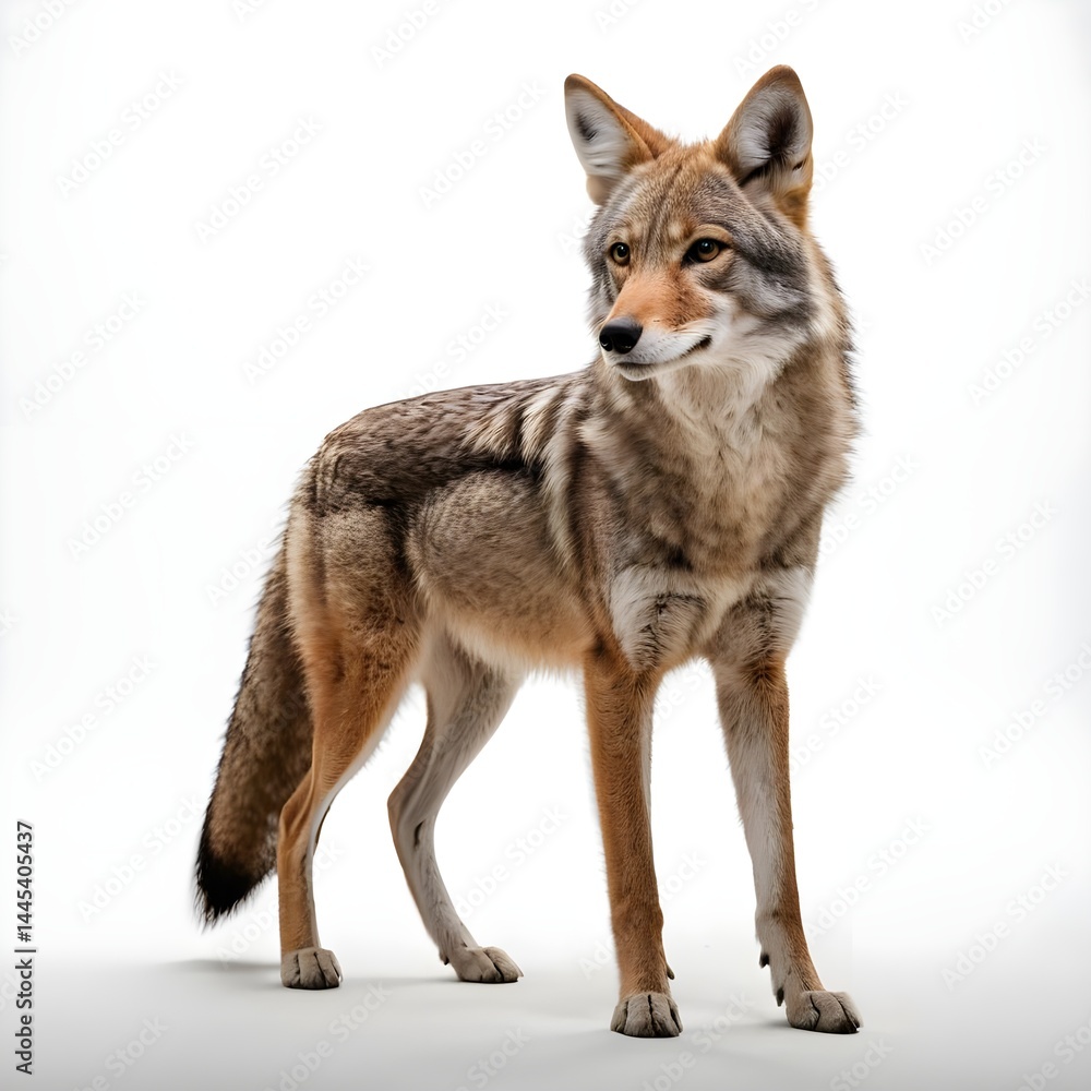 Fototapeta premium Coyote Standing on White Background