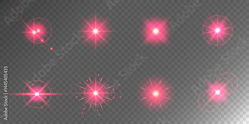 Glowing light bursts with sparks. A set of radiant glow effects, lens flare, explosion, brilliance, light streaks, solar flare, spark, and star. A stunning abstract image of bright flashes and shimmer