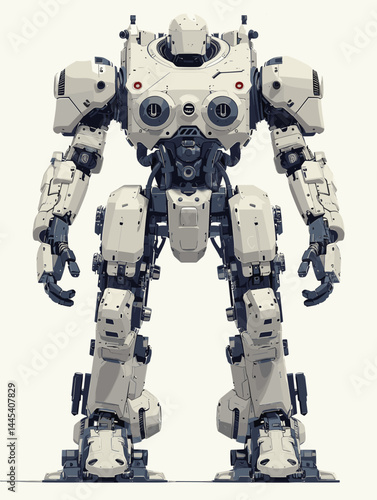 Futuristic robot in a city. Vector illustration of a futuristic robot.