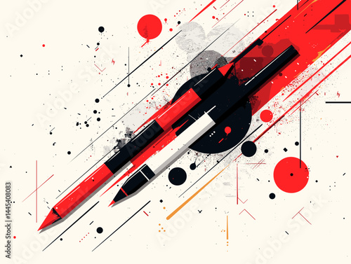 Abstract background with a pen and a place for your text. Vector illustration.