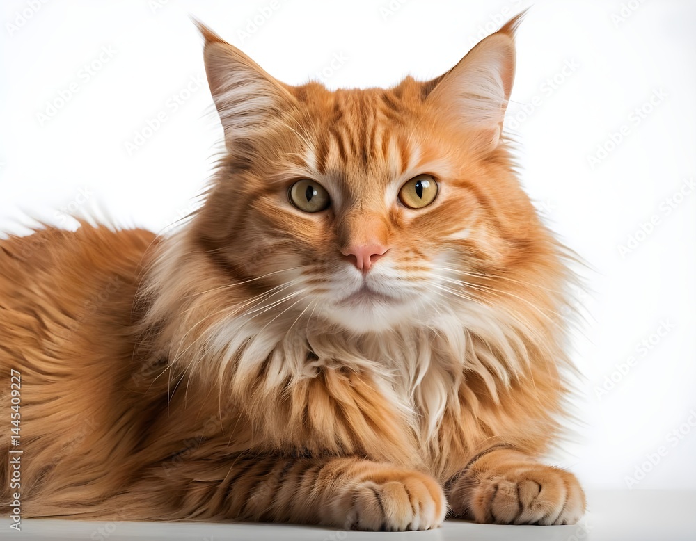 Obraz premium Fluffy Ginger Maine Coon Cat Portrait