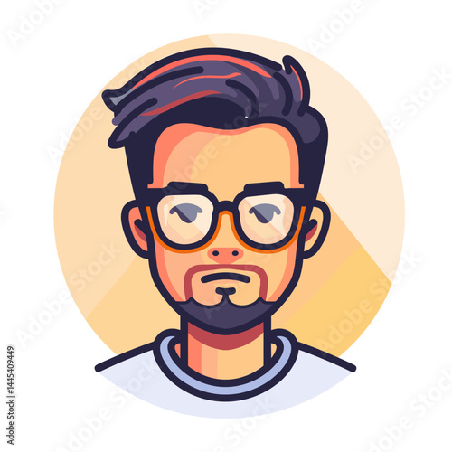Hipster man with beard and glasses. Vector illustration in flat style