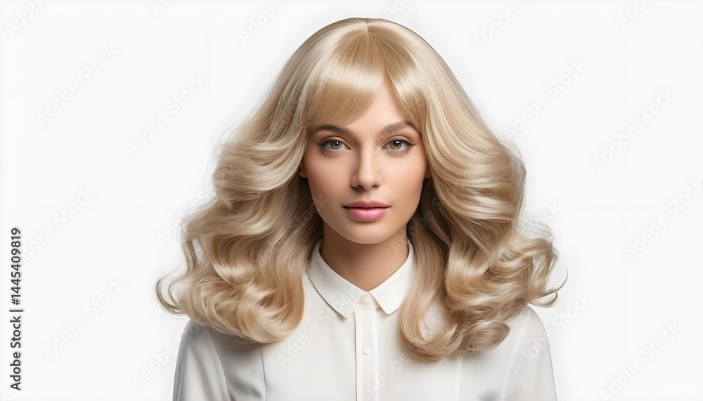 Naklejka premium Beautiful Blonde Woman with Long Curly Hair