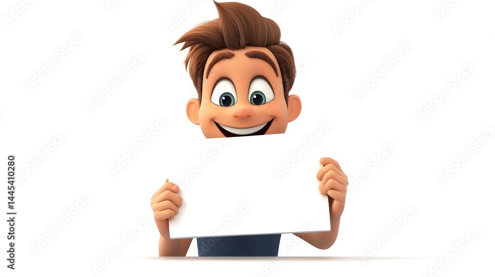 Vibrant Blank Sign Cartoon Character in Digital Artwork Vibrant Blank Sign Cartoon Character in Digital Artwork