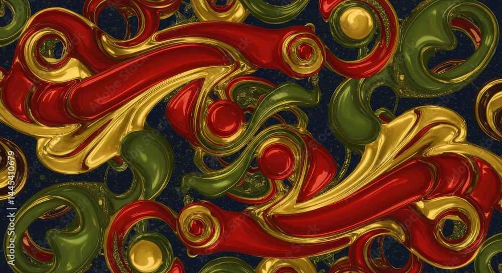 Abstract Festive Swirls - A vibrant abstract design featuring swirling patterns in gold, red, and green. Ideal for holiday or celebratory projects Abstract Festive Swirls - A vibrant abstract design featuring swirling patterns in gold, red, and green. Ideal for holiday or celebratory projects
