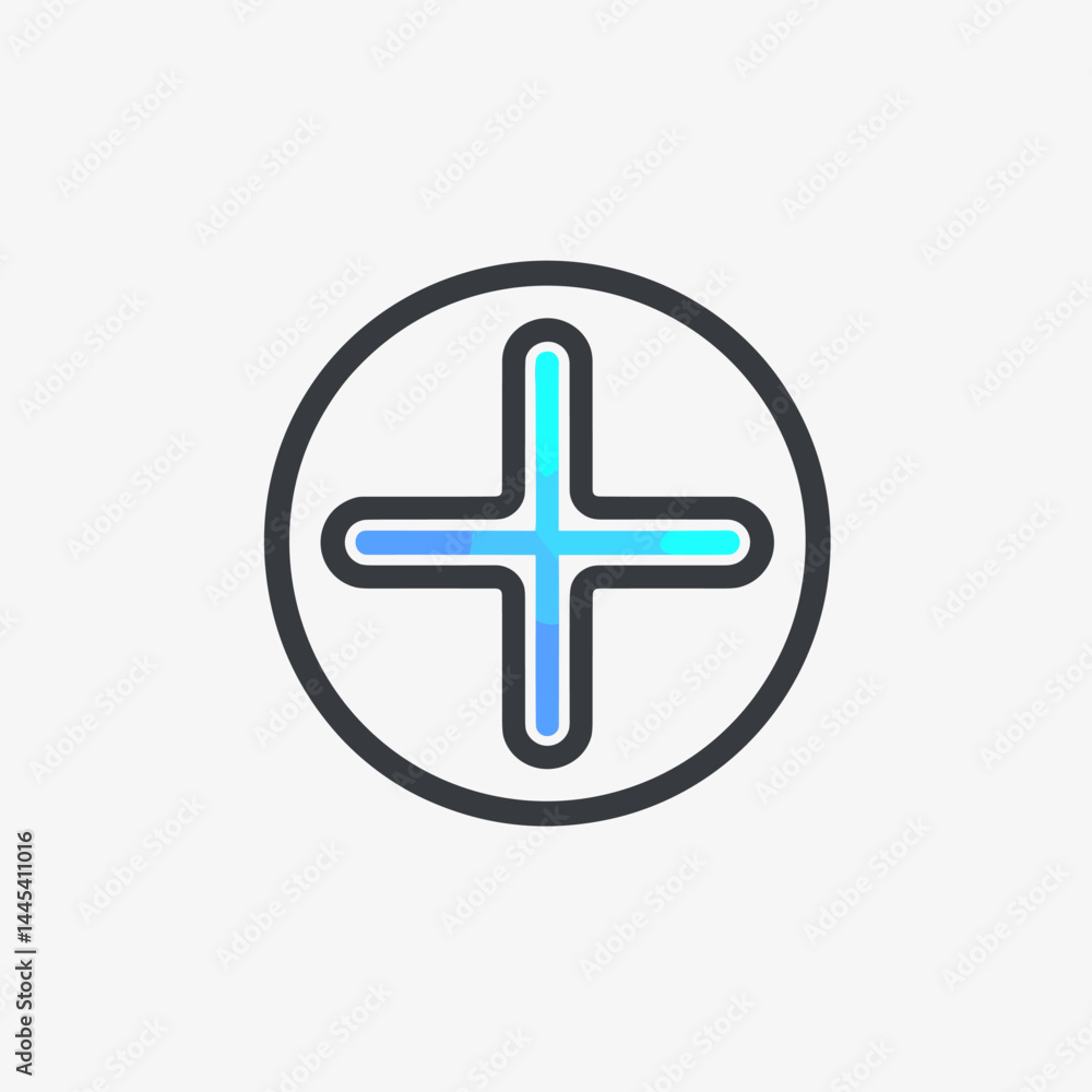 Obraz premium Plus sign icon in flat style. Vector illustration on white background.